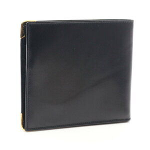 Celine bi Triomphe black leather fold wallet